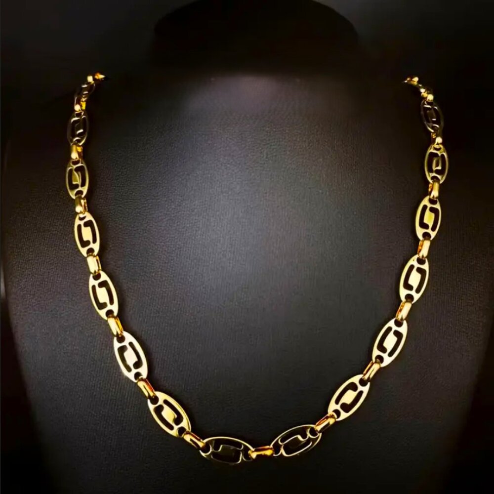 14K Gold Mens 20" Chain Link Necklace Guys 20 inch 14 Karat Streetwear Jewelry